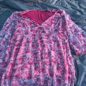 Floral Pink and Red Blouse